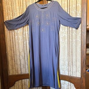 Chic Long Sleeve Cotton Ehtnic Top/Dress with Yellow Accents L